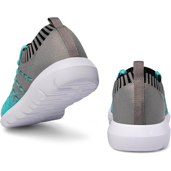 Women Grey-Blue Running Breathable Knitting flexible Mesh Sports Shoes Sneakers - Picture 4 of 6